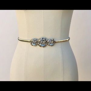 NWT Rose Belt Gold Silver Flower Belt Embellished